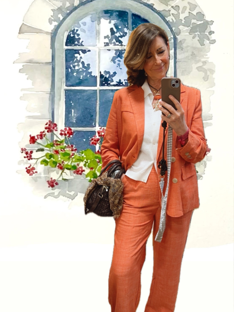 Pantalón recto coral