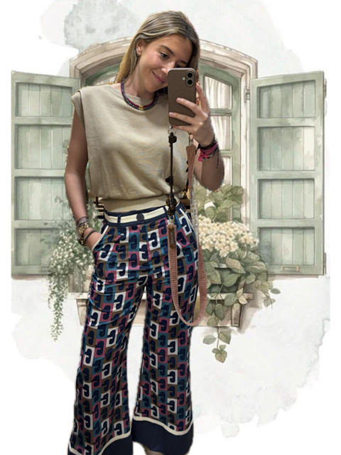 Pantalón estampado retro