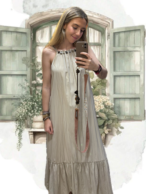 Vestido fluido pedrería