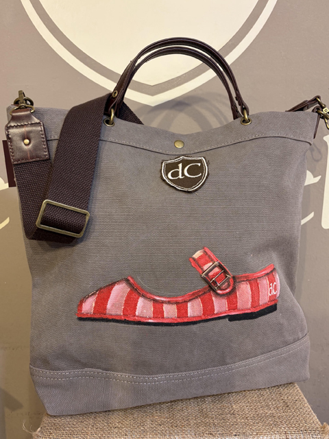 Bolsa loneta topo merceditas rayas rojas